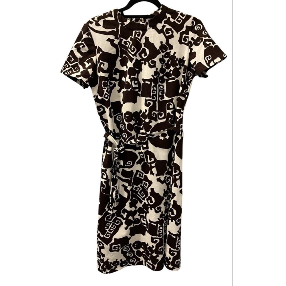 Vintage 1960's Hob Nobber Mod Abstract Print Day Dress Size Medium Short Sleeve